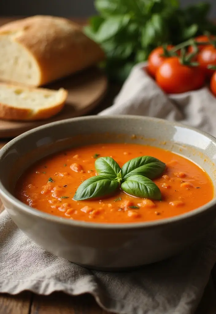 25 Easy Dinner Recipes for College Students on a Budget - 19. Creamy Tomato Basil Soup