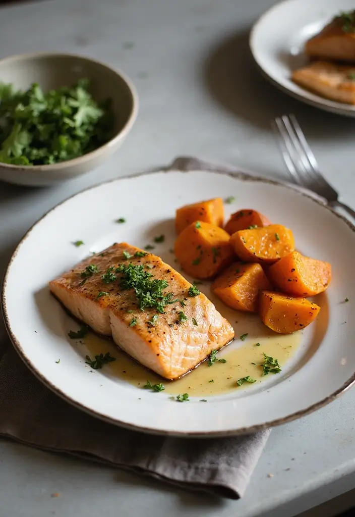 25 Easy Dinner Recipes for College Students on a Budget - 8. Baked Salmon with Sweet Potatoes