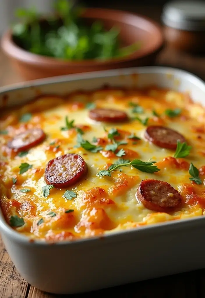 25 Easy Dinner Recipes with Mashed Potatoes as the Star - 10. Mashed Potato and Sausage Bake