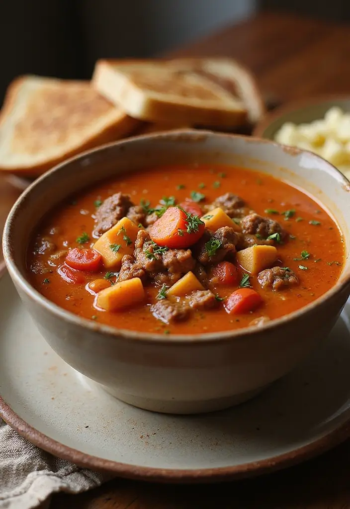 25 Easy Ground Beef Soup Recipes for Comfort Dinners - 12. Beefy Tomato Soup