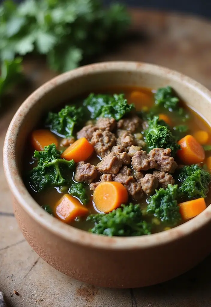 25 Easy Ground Beef Soup Recipes for Comfort Dinners - 15. Ground Beef and Kale Soup