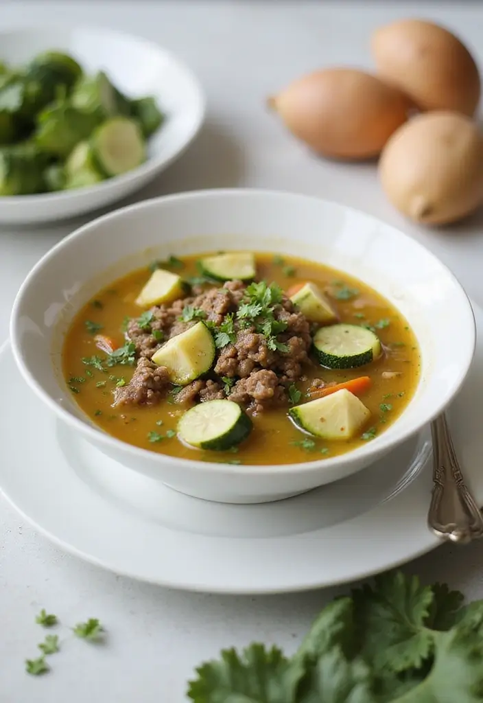 25 Easy Ground Beef Soup Recipes for Comfort Dinners - 17. Ground Beef and Zucchini Soup