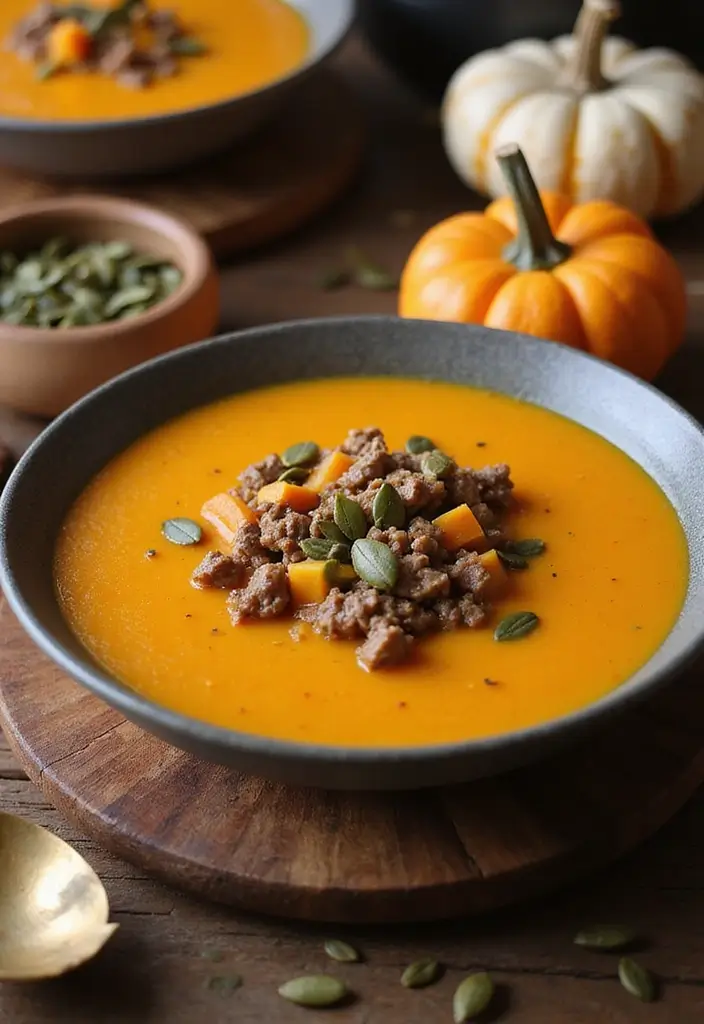 25 Easy Ground Beef Soup Recipes for Comfort Dinners - 24. Ground Beef and Butternut Squash Soup
