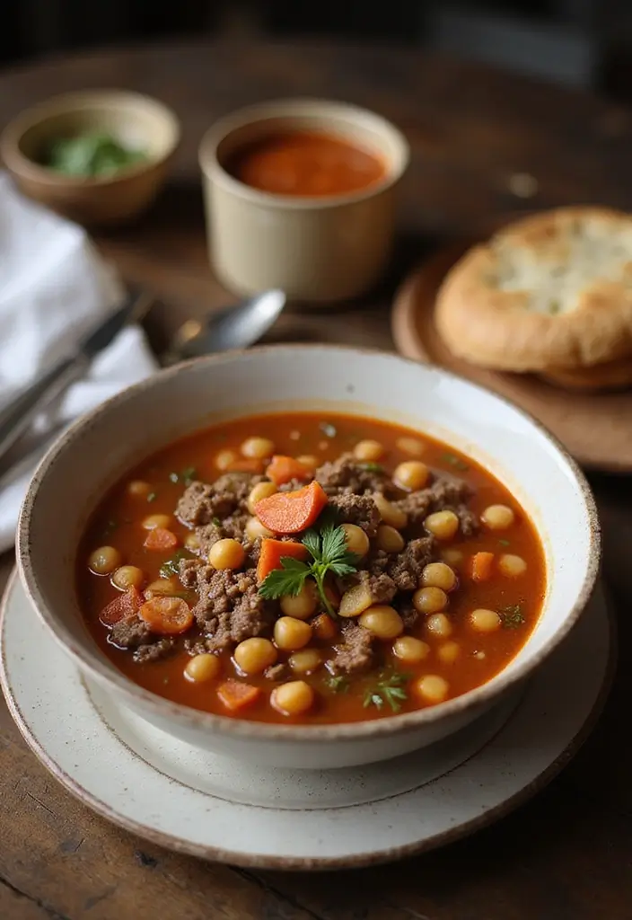 25 Easy Ground Beef Soup Recipes for Comfort Dinners - 25. Ground Beef and Chickpea Soup