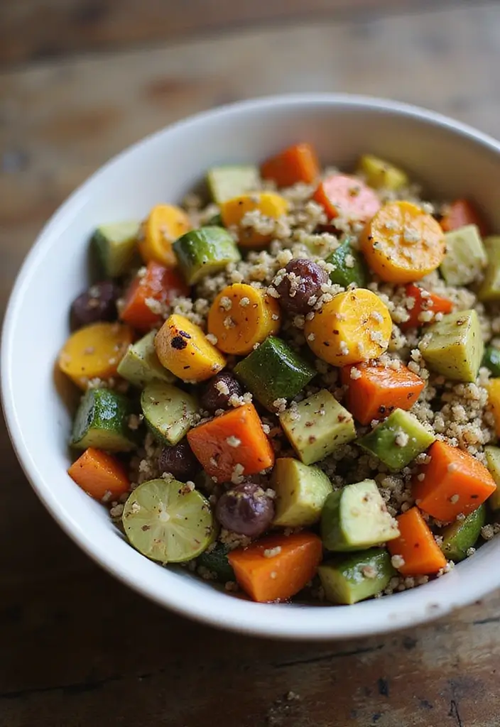 25 Easy Healthy Vegetarian Dinner Recipes for Clean Eating - 12. Roasted Vegetable Quinoa Salad