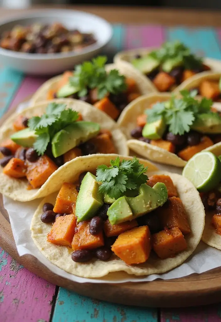 25 Easy Healthy Vegetarian Dinner Recipes for Clean Eating - 7. Sweet Potato & Black Bean Tacos