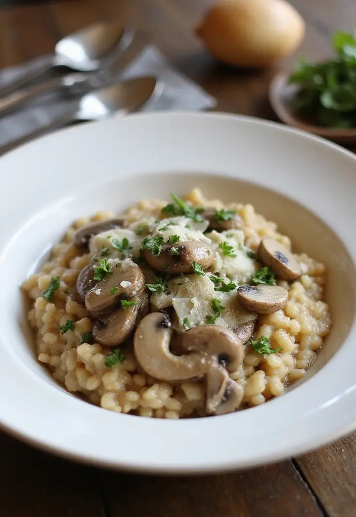 25 Easy Healthy Vegetarian Dinner Recipes for Clean Eating - 8. Creamy Mushroom Risotto