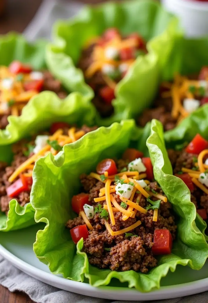 25 Easy Low Carb Recipes for Dinner Anyone Can Make - 5. Keto Taco Lettuce Wraps