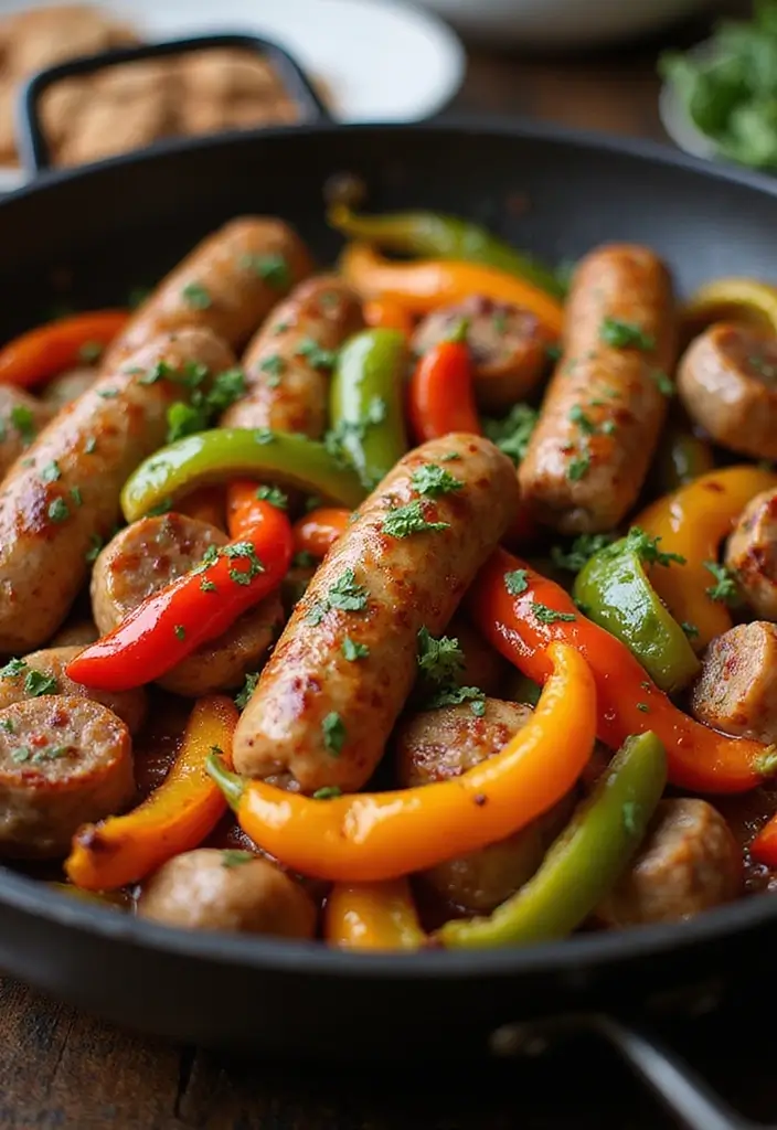 25 Gluten Free Low Carb Dinner Recipes You’ll Love - 11. Spicy Sausage and Peppers Skillet