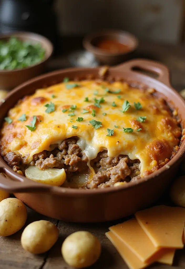 25 Ground Beef Casserole Recipes That Are Perfect for Dinner - 12. Cheesy Beef and Potato Casserole