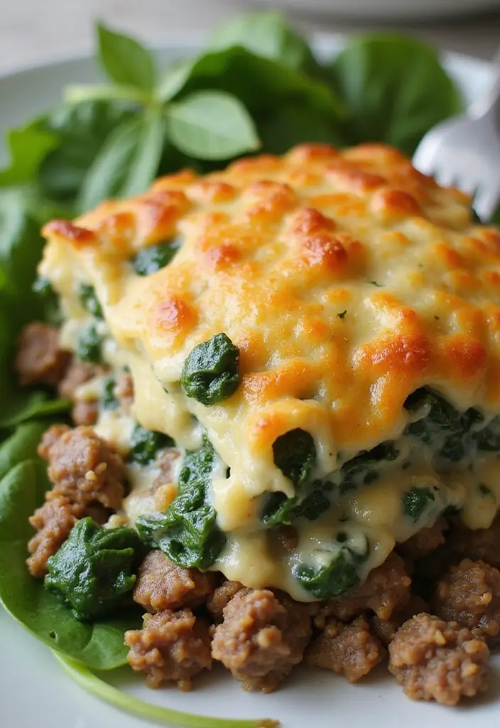 25 Ground Beef Casserole Recipes That Are Perfect for Dinner - 13. Ground Beef and Spinach Casserole