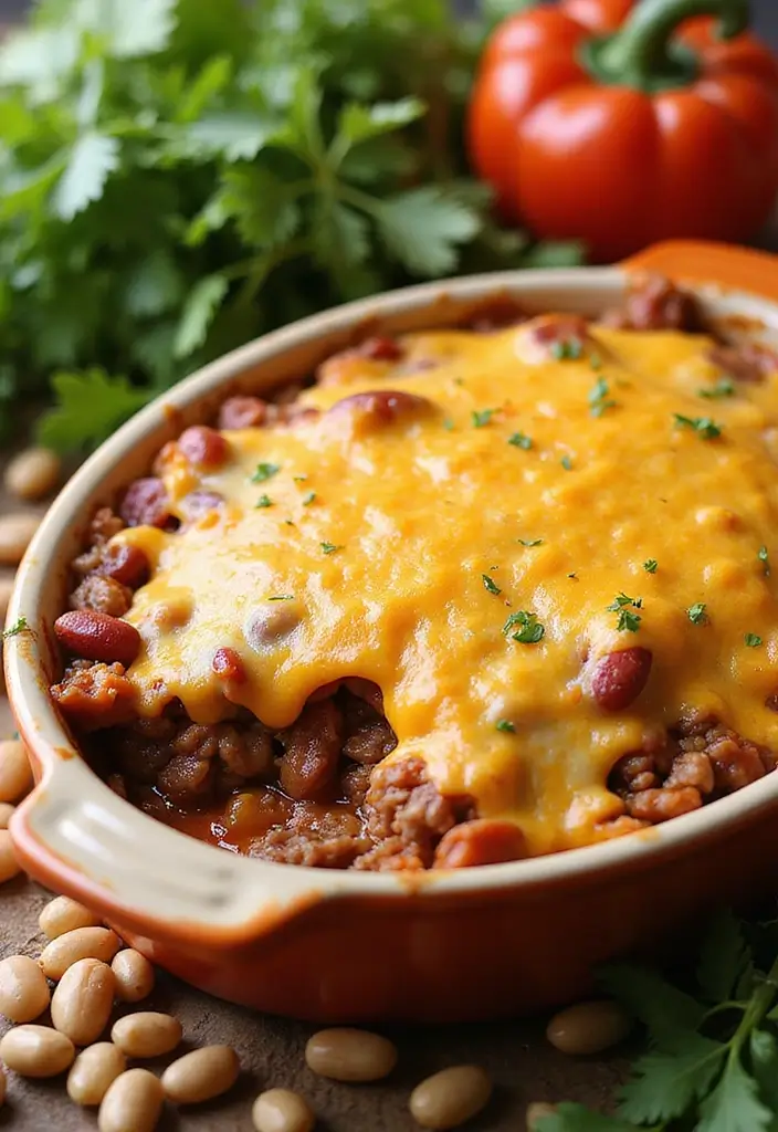 25 Ground Beef Casserole Recipes That Are Perfect for Dinner - 24. Cheesy Ground Beef and Bean Casserole