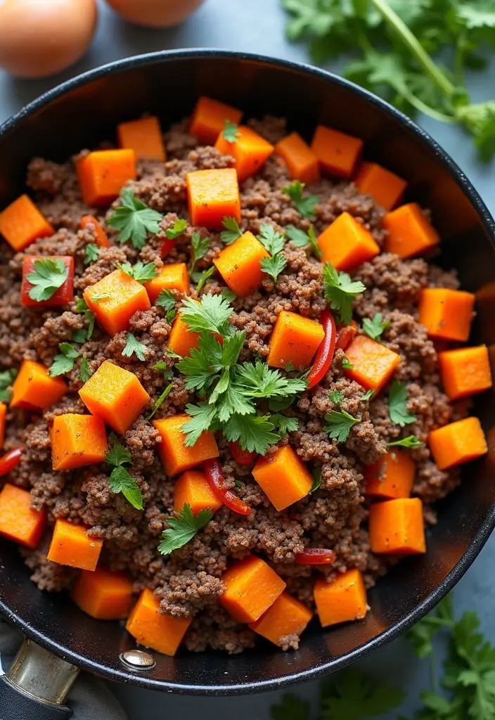 25 Ground Meat Recipes That Turn Dinner Into a Feast - 10. Ground Beef and Sweet Potato Skillet