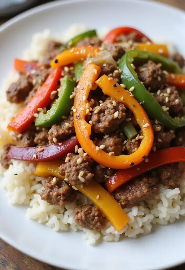 25 Ground Meat Recipes That Turn Dinner Into a Feast - 12. Ground Beef Stir-Fry with Bell Peppers