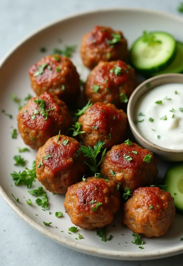 25 Ground Meat Recipes That Turn Dinner Into a Feast - 13. Mediterranean Meatballs with Tzatziki