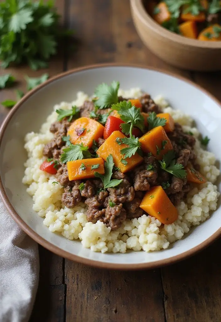 25 Ground Meat Recipes That Turn Dinner Into a Feast - 16. Ground Beef and Cauliflower Rice Bowl