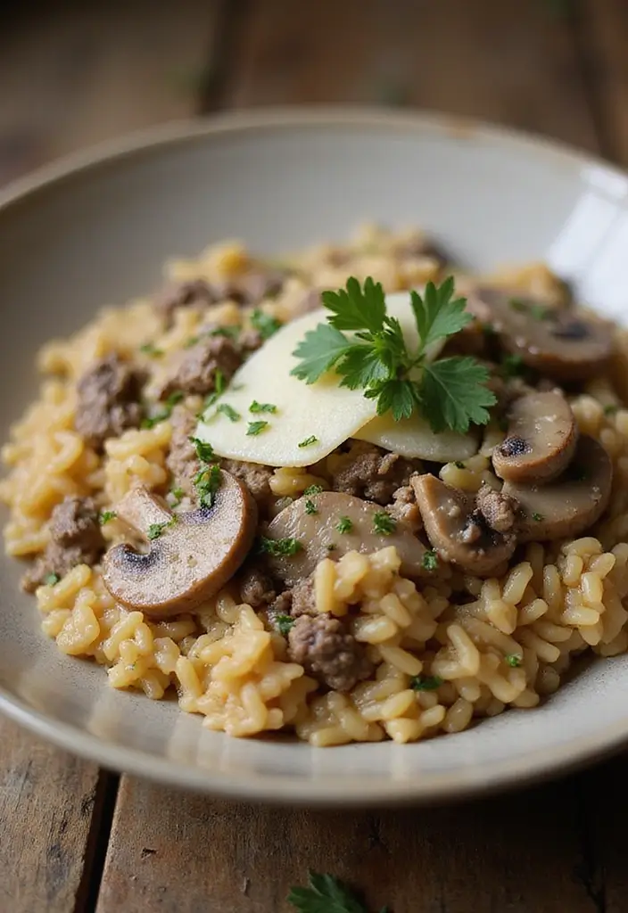 25 Ground Meat Recipes That Turn Dinner Into a Feast - 20. Ground Beef and Mushroom Risotto