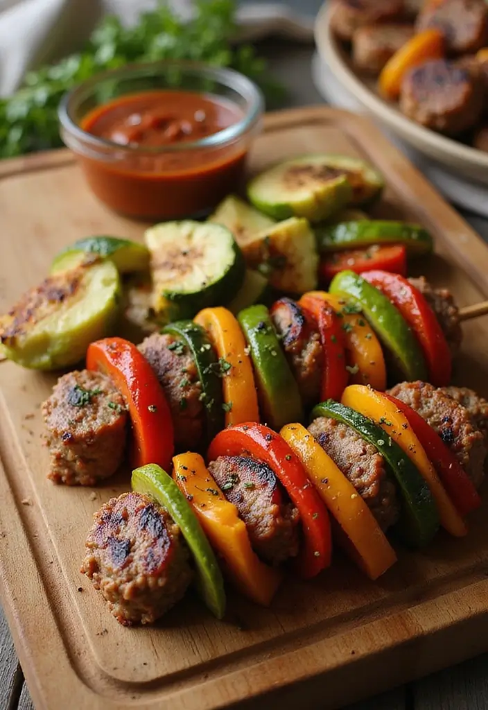 25 Ground Sausage Recipes for Healthy and Hearty Dinners - 11. Ground Sausage and Vegetable Skewers