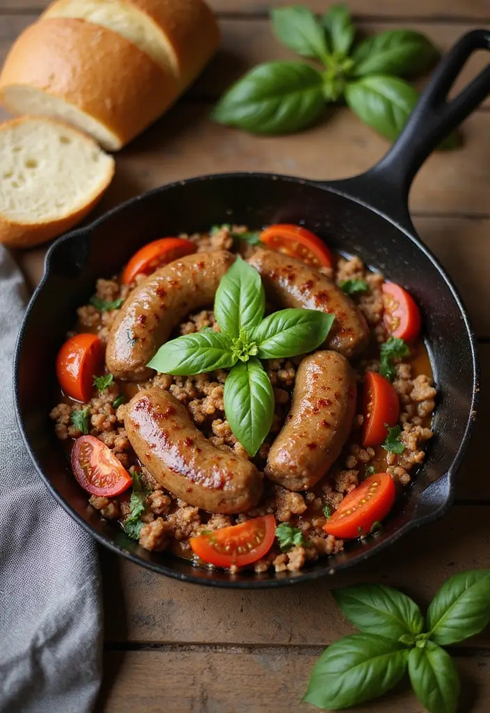 25 Ground Sausage Recipes for Healthy and Hearty Dinners - 15. Ground Sausage and Tomato Skillet