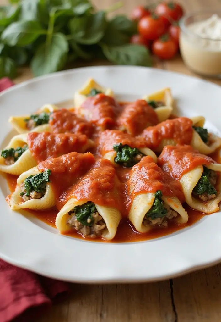 25 Ground Sausage Recipes for Healthy and Hearty Dinners - 23. Ground Sausage and Spinach Stuffed Shells
