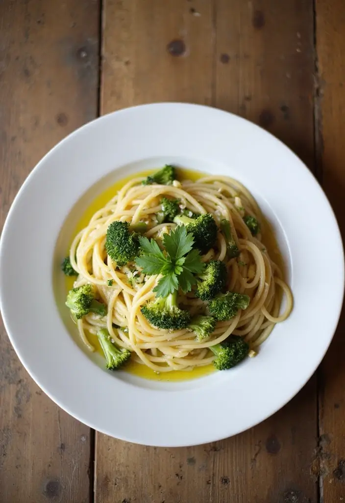 25 Healthy Dairy Free Dinner Recipes Full of Flavor - 18. Spaghetti Aglio e Olio with Broccoli