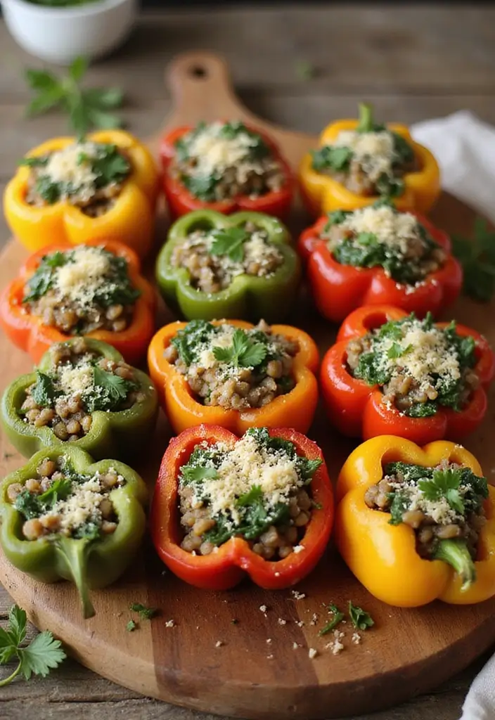 25 Healthy Dairy Free Dinner Recipes Full of Flavor - 7. Lentil and Spinach Stuffed Peppers