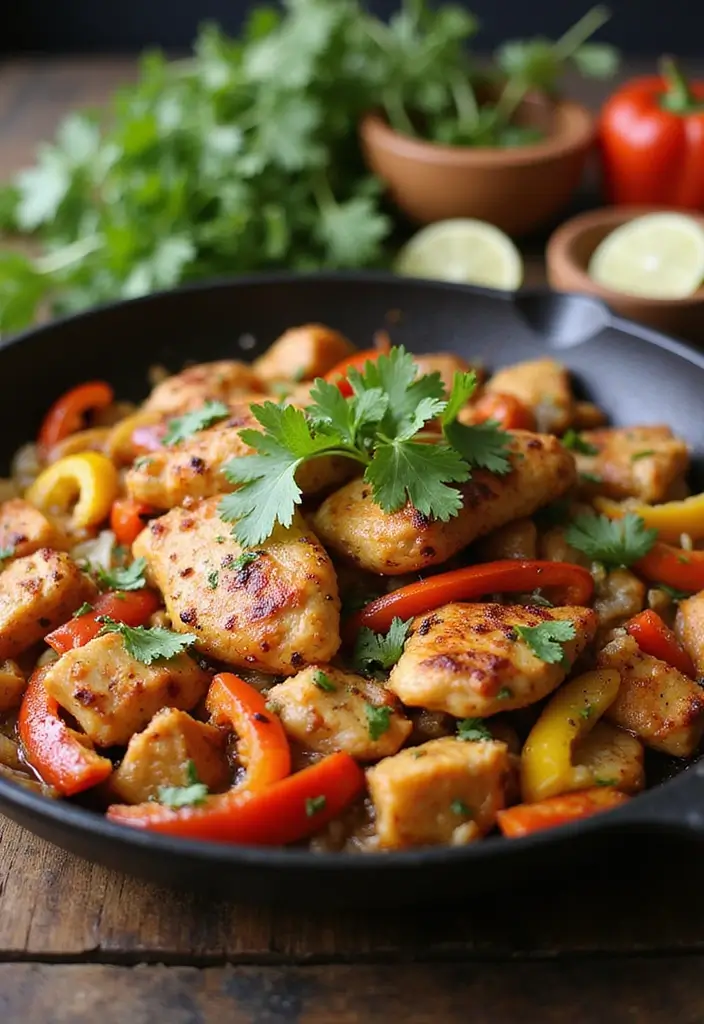 25 Healthy Low Carb High Protein Recipes for Easy Dinner - 12. One-Pan Chicken Fajita Skillet