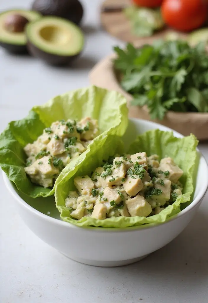 25 Healthy Low Carb High Protein Recipes for Easy Dinner - 15. Creamy Avocado Chicken Salad