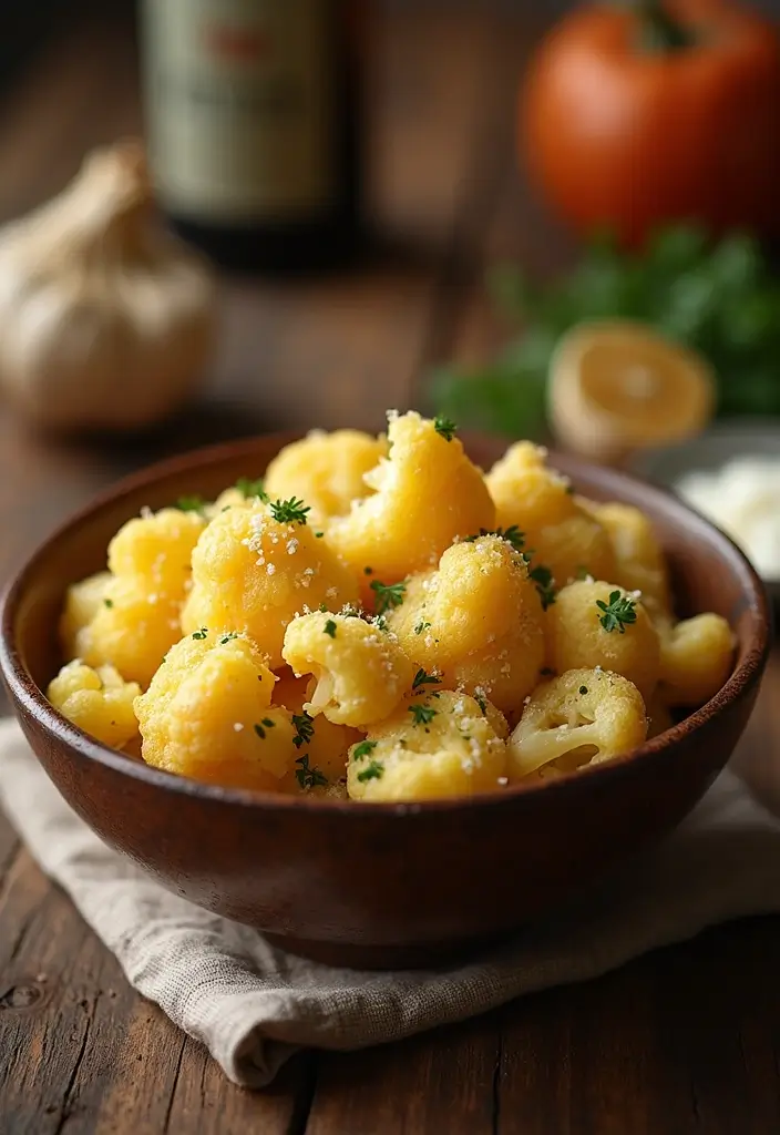 25 Healthy Low Carb High Protein Recipes for Easy Dinner - 22. Garlic Parmesan Roasted Cauliflower
