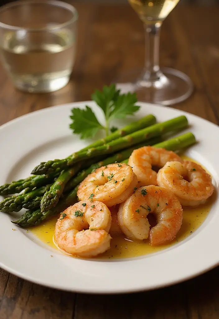 25 Healthy Low Carb High Protein Recipes for Easy Dinner - 3. Garlic Butter Shrimp with Asparagus