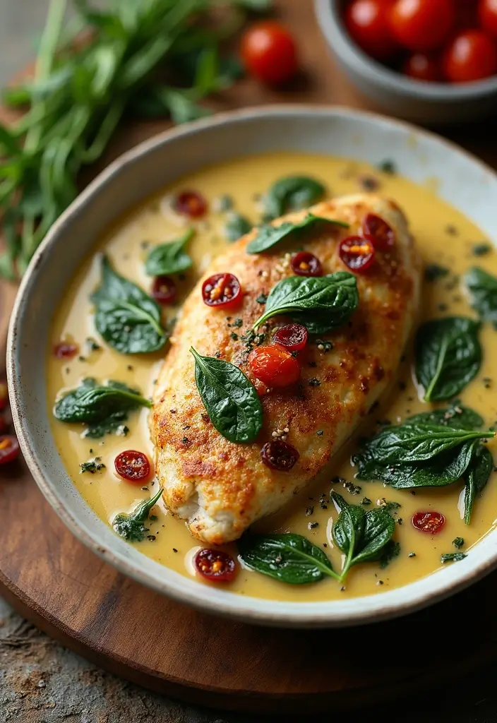 25 Ideal Protein Phase 1 Dinner Recipes You Should Try - 18. Creamy Garlic Tuscan Chicken