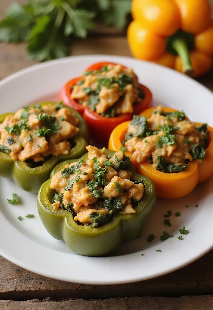 25 Ideal Protein Phase 1 Dinner Recipes You Should Try - 7. Chicken and Spinach Stuffed Peppers