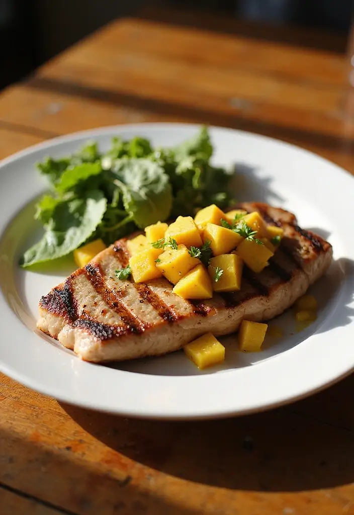 25 Light Dinner Recipes from Cooking Light and Healthy Eats - 20. Grilled Tuna Steaks with Mango Salsa