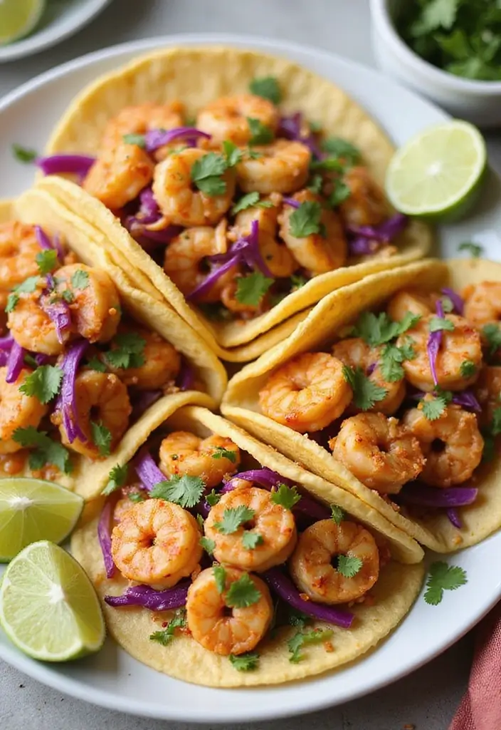 25 Light Dinner Recipes from Cooking Light and Healthy Eats - 6. Spicy Shrimp Tacos with Cabbage Slaw