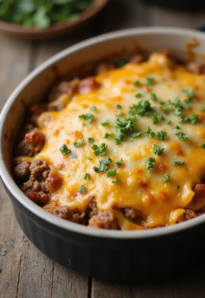 25 Low Carb Ground Beef Recipes for Simple Weeknight Dinners - 1. Cheesy Ground Beef Casserole
