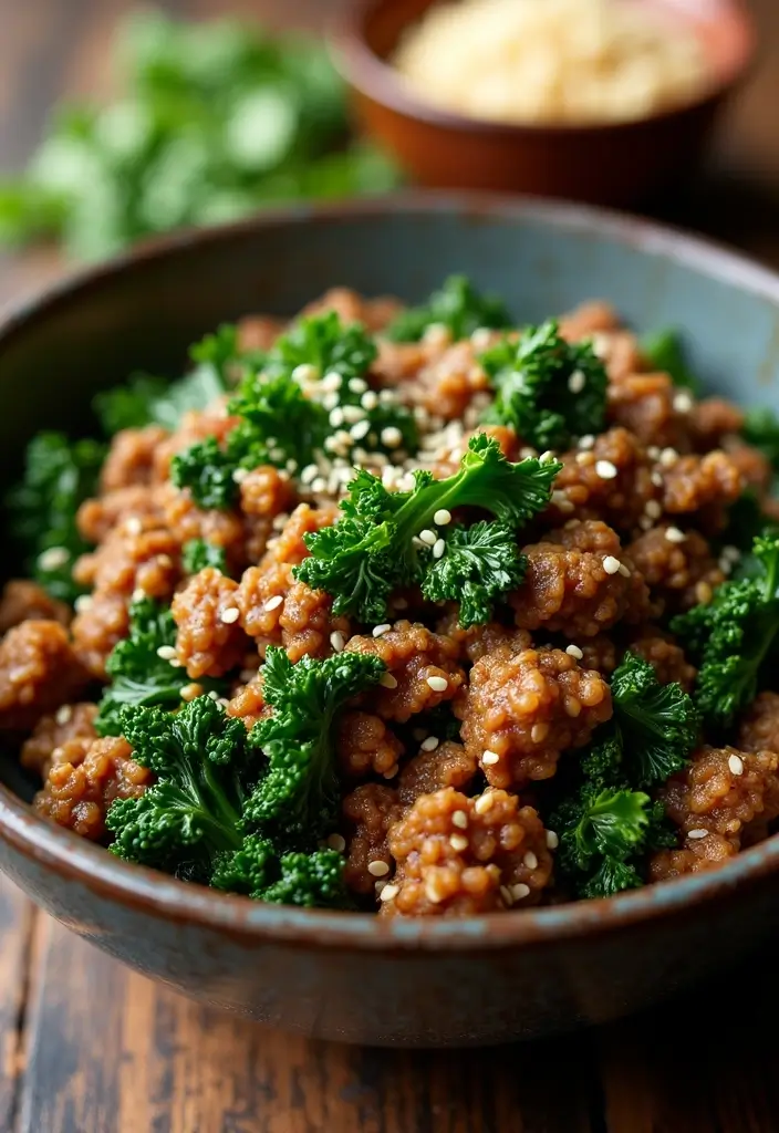 25 Low Carb Ground Beef Recipes for Simple Weeknight Dinners - 11. Ground Beef and Kale Stir-Fry