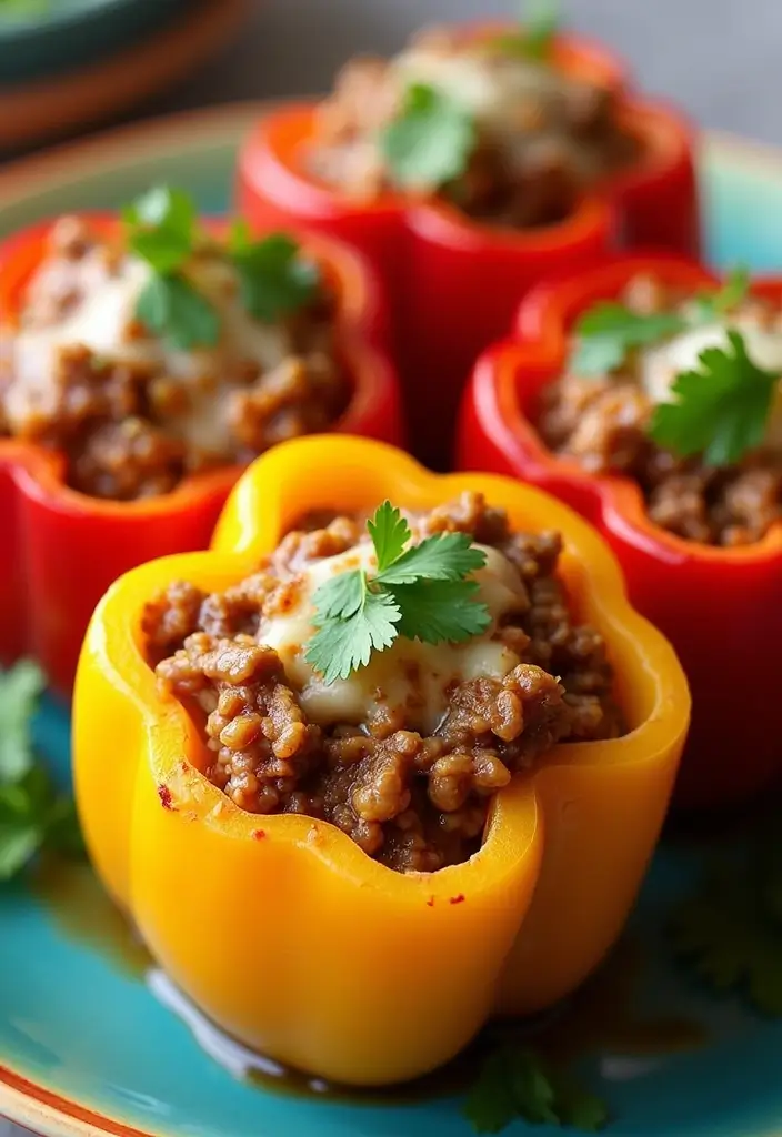 25 Low Carb Ground Beef Recipes for Simple Weeknight Dinners - 2. Spicy Taco Stuffed Peppers