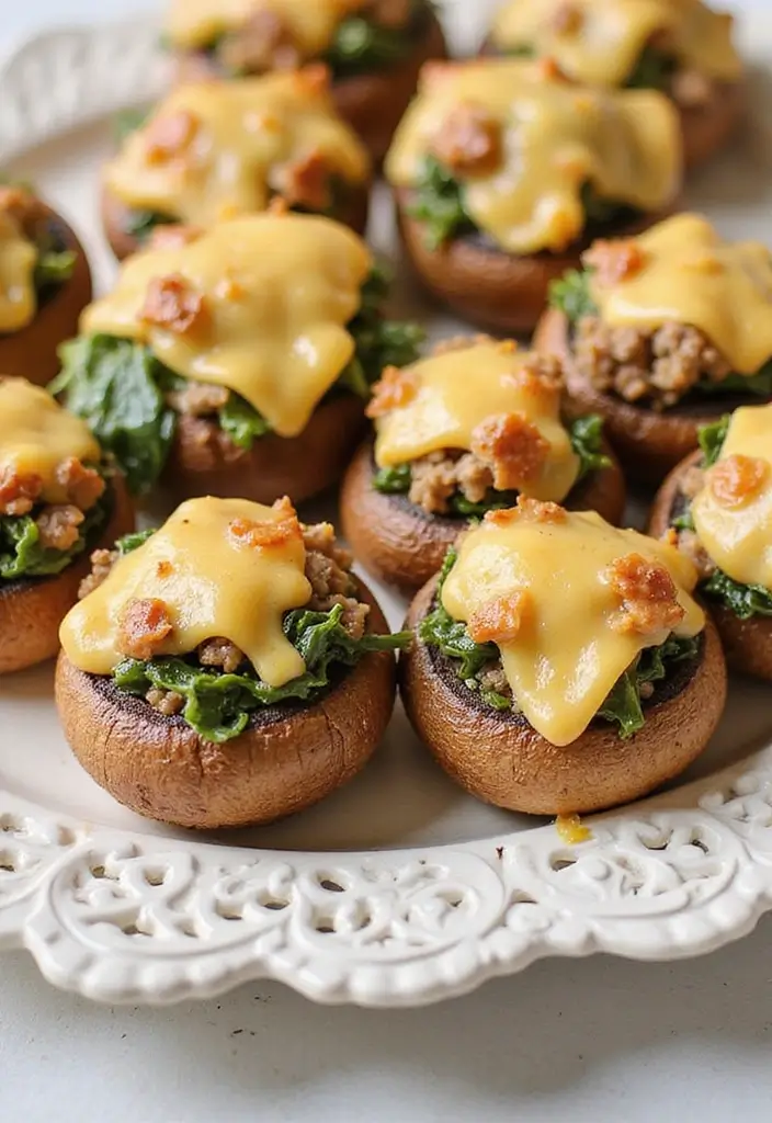 25 Low Carb Ground Beef Recipes for Simple Weeknight Dinners - 8. Ground Beef and Spinach Stuffed Mushrooms