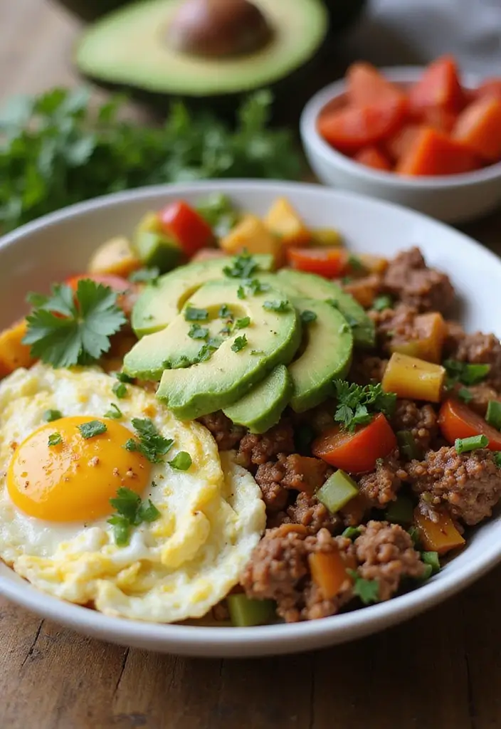 25 Paleo Ground Beef Recipes That Work for Dinner - 17. Beef and Egg Breakfast Bowl