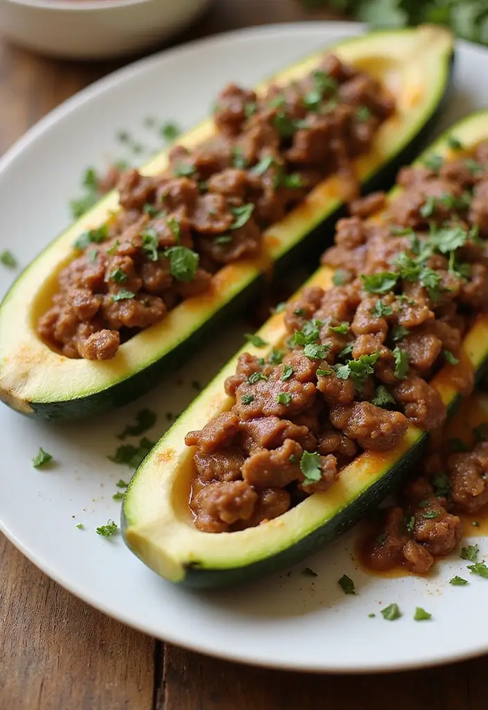 25 Paleo Ground Beef Recipes That Work for Dinner - 18. Beefy Zucchini Boats