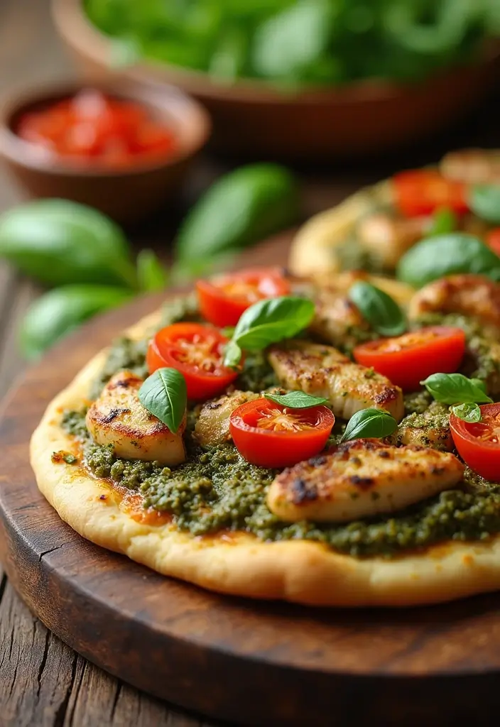 25 Quick and Easy Dinner Recipes for Two Simple Weeknight Meals - 15. Pesto Chicken Flatbreads