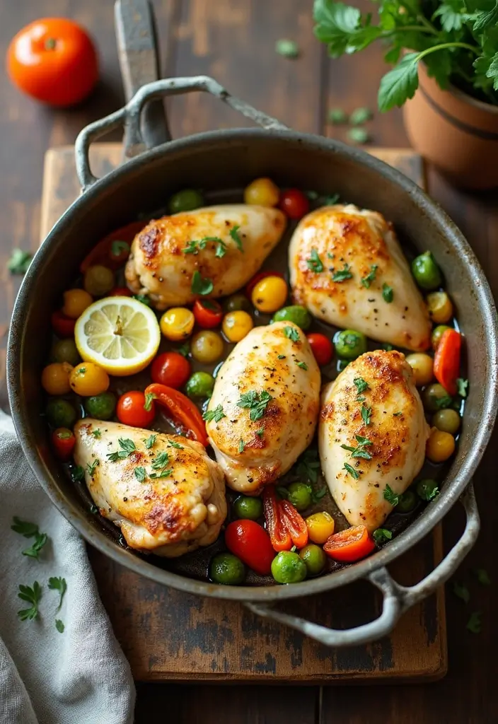 25 Quick and Easy Healthy Dinner Recipes Ready Fast - 1. One-Pan Lemon Garlic Chicken and Veggies