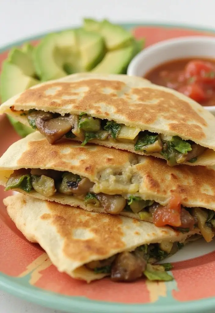 25 Quick and Easy Healthy Dinner Recipes Ready Fast - 12. Spinach and Mushroom Quesadillas