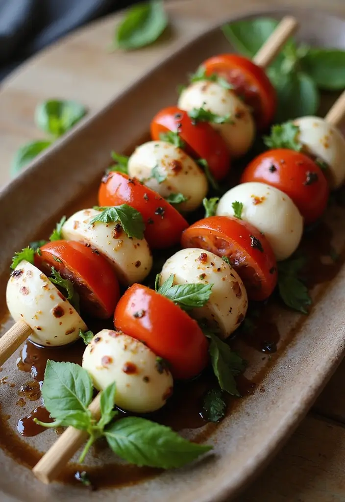25 Quick and Easy Healthy Dinner Recipes Ready Fast - 21. Caprese Salad Skewers