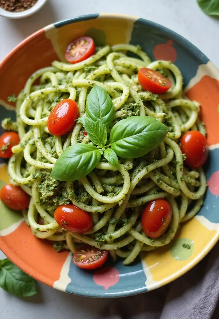 25 Quick and Easy Healthy Dinner Recipes Ready Fast - 5. Zucchini Noodles with Pesto and Cherry Tomatoes