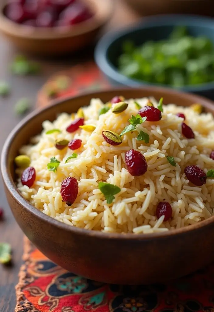 25 Rice Recipes for Dinner and Side Dishes That Complete the Meal - 20. Basmati Rice with Pistachios and Dried Fruits