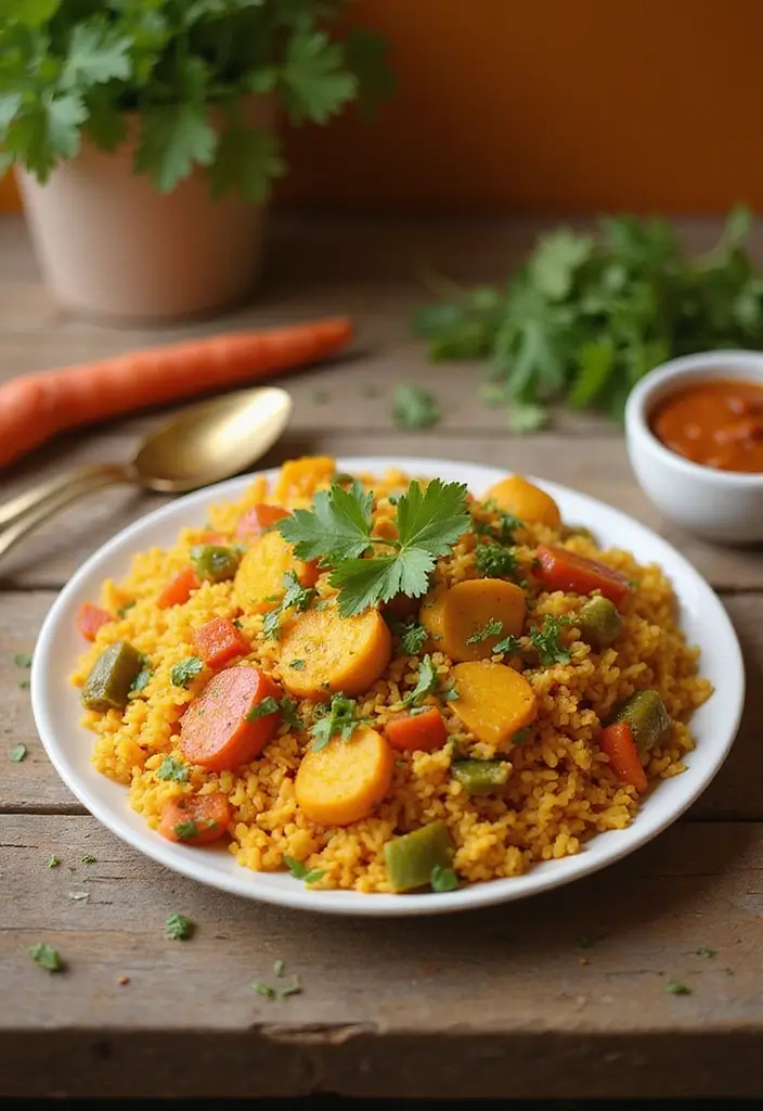 25 Rice Recipes for Dinner and Side Dishes That Complete the Meal - 23. Curried Rice with Vegetables
