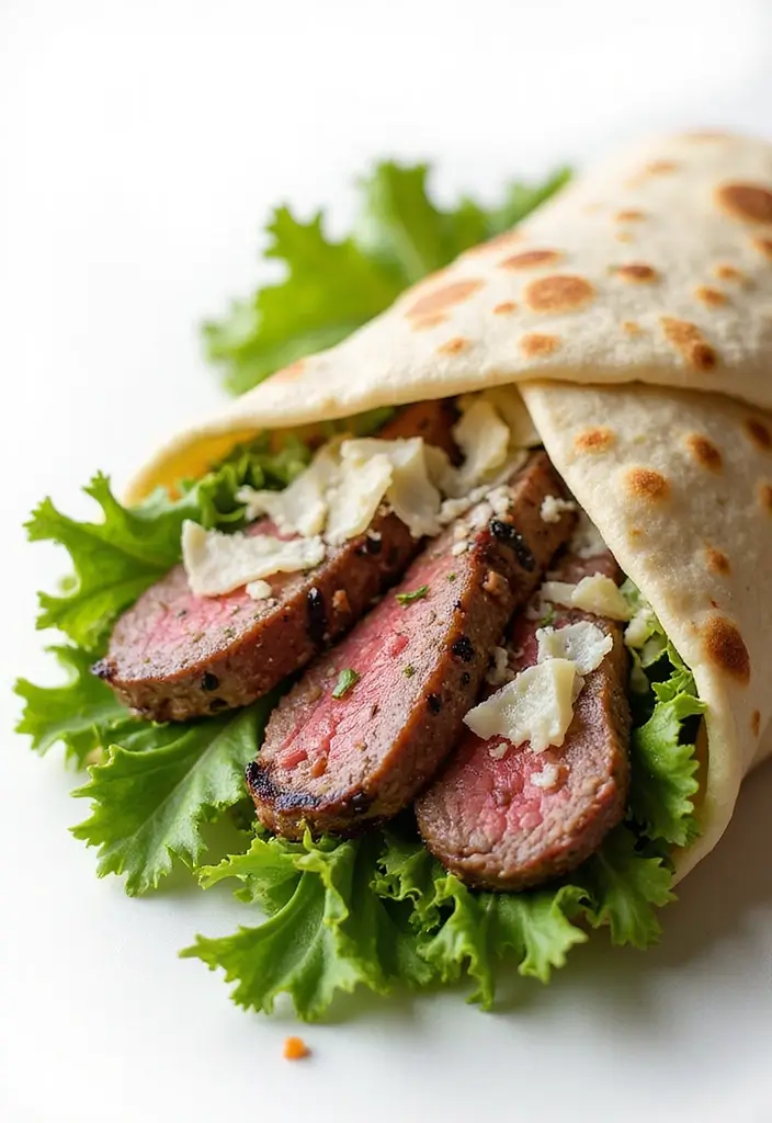 25 Steak Salad Recipes for Fresh and Flavorful Summer Dinners - 14. Caesar Steak Salad Wraps