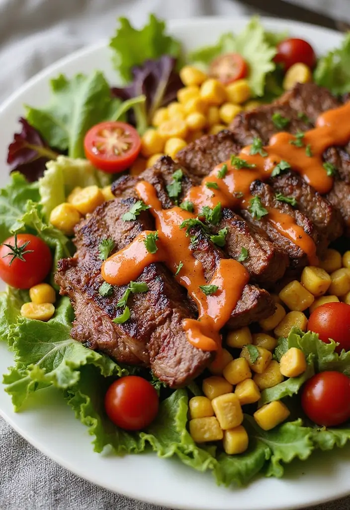 25 Steak Salad Recipes for Fresh and Flavorful Summer Dinners - 25. Steak Salad with Spicy Ranch Dressing