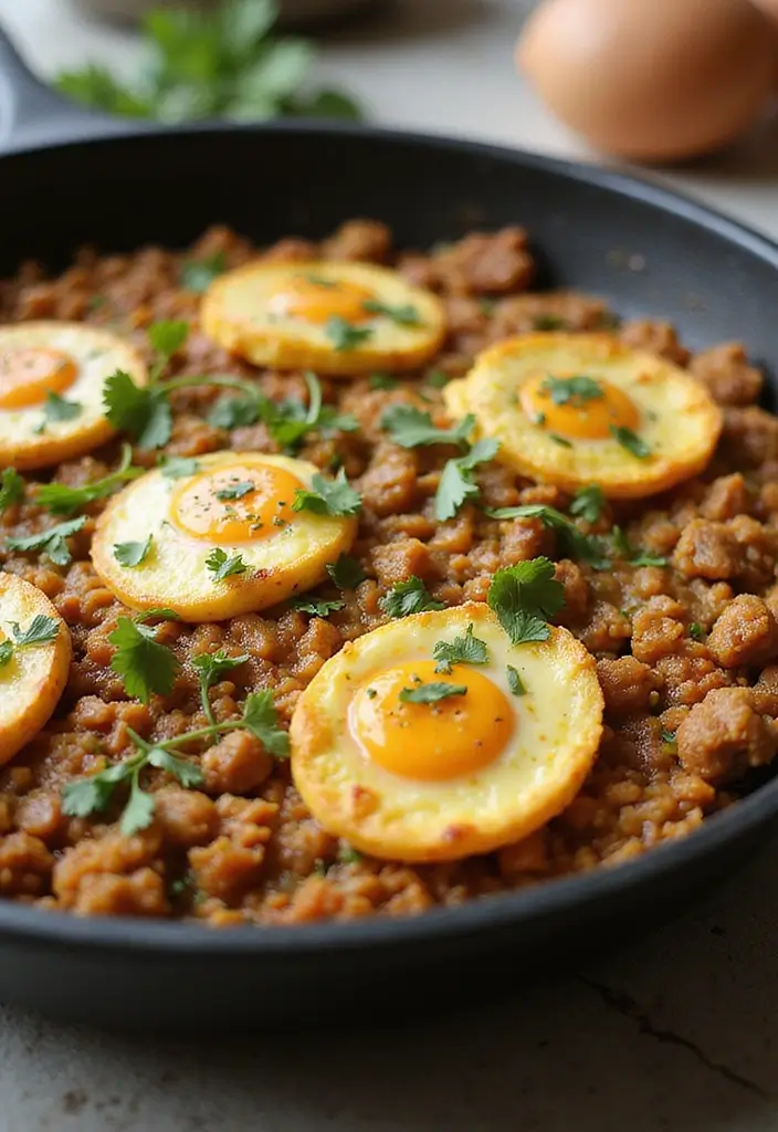 26 Ground Pork and Beef Recipes Perfect for Dinner - 19. Ground Meat and Egg Breakfast Scramble